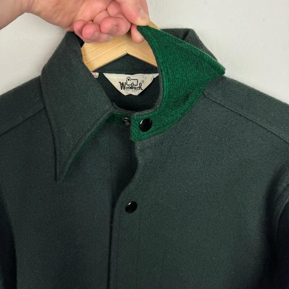 Vintage 70's Woolrich Green Work Jacket - 100% Wool - Minimalist Workwear - Picture 2 of 10